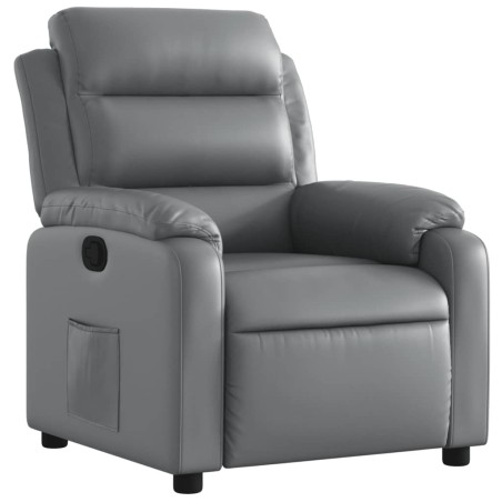 vidaXL Sillón reclinable de cuero sintético gris