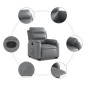 vidaXL Sillón reclinable elevable cuero artificial gris vidaXL Sillón reclinable elevable cuero artificial gris