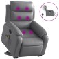 vidaXL Sillón de masaje elevable eléctrico cuero sintético gris vidaXL Sillón de masaje elevable eléctrico cuero sintético gris