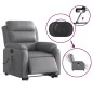 vidaXL Sillón de masaje elevable eléctrico cuero sintético gris vidaXL Sillón de masaje elevable eléctrico cuero sintético gris