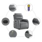 vidaXL Sillón de masaje elevable eléctrico cuero sintético gris vidaXL Sillón de masaje elevable eléctrico cuero sintético gris