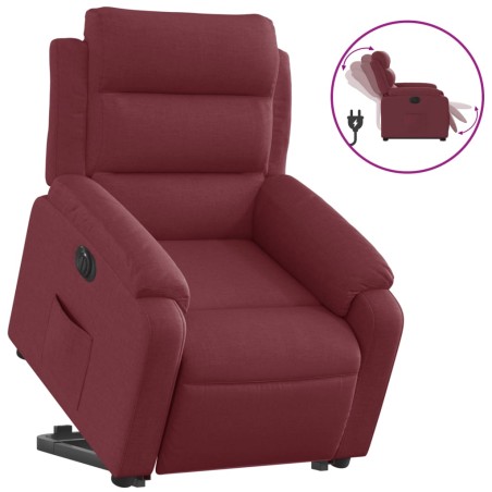vidaXL Sillón eléctrico reclinable elevable de tela rojo tinto