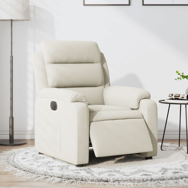 vidaXL Sillón reclinable eléctrico de terciopelo blanco crema vidaXL Sillón reclinable eléctrico de terciopelo blanco crema
