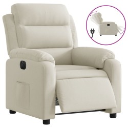 vidaXL Sillón reclinable eléctrico de terciopelo blanco crema