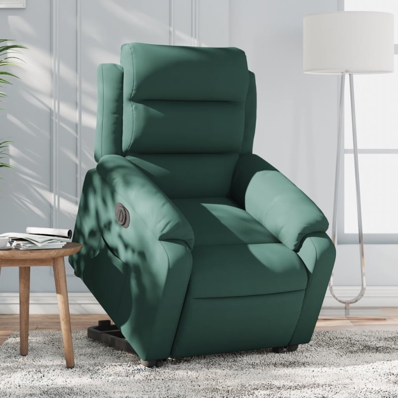 vidaXL Sillón eléctrico reclinable elevable de terciopelo verde oscuro vidaXL Sillón eléctrico reclinable elevable de terciopelo verde oscuro