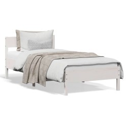 vidaXL Estructura de cama con cabecero madera pino blanco 90x190 cm
