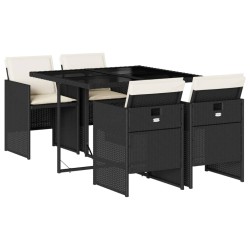 vidaXL Set de muebles jardín 5 pzas con cojines ratán sintético negro