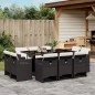 vidaXL Set de comedor jardín 11 pzas con cojines ratán sintético negro vidaXL Set de comedor jardín 11 pzas con cojines ratán sintético negro