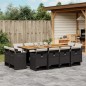 vidaXL Set comedor de jardín con cojines 13 pzas ratán sintético negro vidaXL Set comedor de jardín con cojines 13 pzas ratán sintético negro