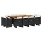 vidaXL Set comedor de jardín con cojines 13 pzas ratán sintético negro vidaXL Set comedor de jardín con cojines 13 pzas ratán sintético negro