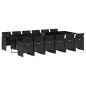 vidaXL Set comedor de jardín con cojines 13 pzas ratán sintético negro