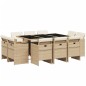 vidaXL Set comedor de jardín 11 pzas con cojines ratán sintético beige vidaXL Set comedor de jardín 11 pzas con cojines ratán sintético beige