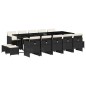 vidaXL Set comedor de jardín con cojines 15 pzas ratán sintético negro vidaXL Set comedor de jardín con cojines 15 pzas ratán sintético negro