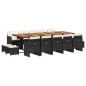 vidaXL Set comedor de jardín con cojines 15 pzas ratán sintético negro vidaXL Set comedor de jardín con cojines 15 pzas ratán sintético negro