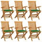 vidaXL Sillas de jardín 6 uds madera maciza de teca con cojines verdes vidaXL Sillas de jardín 6 uds madera maciza de teca con cojines verdes