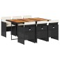 vidaXL Set de comedor de jardín 7 pzas y cojines ratán sintético negro vidaXL Set de comedor de jardín 7 pzas y cojines ratán sintético negro