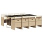 vidaXL Set comedor de jardín 9 pzas con cojines ratán sintético beige vidaXL Set comedor de jardín 9 pzas con cojines ratán sintético beige