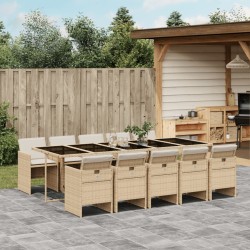 vidaXL Set comedor de jardín 11 pzas con cojines ratán sintético beige