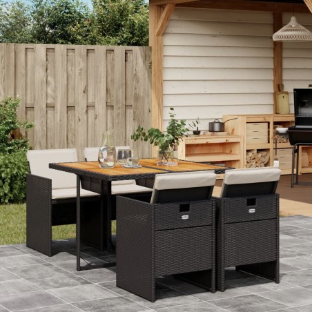 vidaXL Set de muebles jardín 5 pzas con cojines ratán sintético negro
