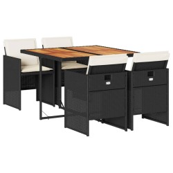 vidaXL Set de muebles jardín 5 pzas con cojines ratán sintético negro