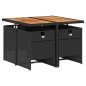 vidaXL Set de muebles jardín 5 pzas con cojines ratán sintético negro vidaXL Set de muebles jardín 5 pzas con cojines ratán sintético negro