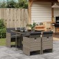 vidaXL Set comedor de jardín 5 piezas con cojines ratán sintético gris vidaXL Set comedor de jardín 5 piezas con cojines ratán sintético gris