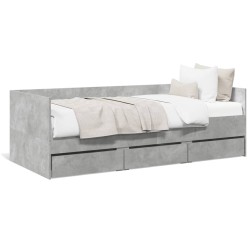 vidaXL Tumbona con cajones madera ingeniería gris hormigón 75x190 cm