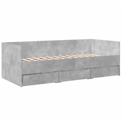 vidaXL Tumbona con cajones madera ingeniería gris hormigón 75x190 cm