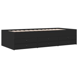 vidaXL Tumbona con cajones madera de ingeniería negro 90x190 cm