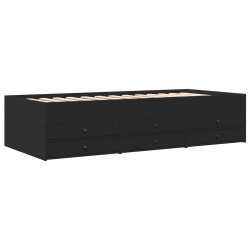 vidaXL Tumbona con cajones madera de ingeniería negro 100x200 cm