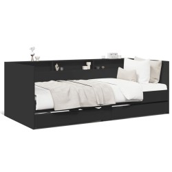 vidaXL Tumbona con cajones madera de ingeniería negro 90x190 cm