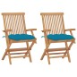 vidaXL Sillas de jardín 2 uds madera teca con cojines azul claro vidaXL Sillas de jardín 2 uds madera teca con cojines azul claro