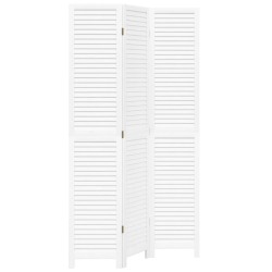 vidaXL Biombo separador de 3 paneles madera maciza Paulownia blanco