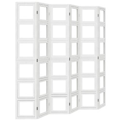 vidaXL Biombo separador de 6 paneles madera maciza Paulownia blanco
