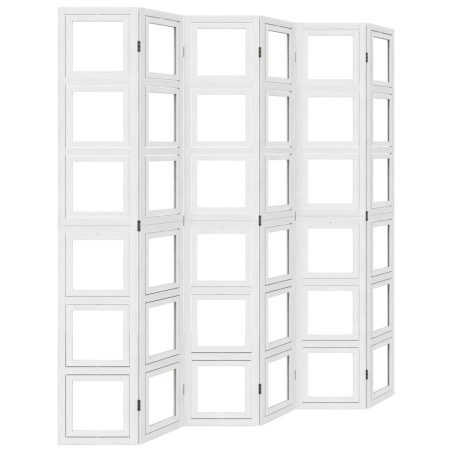 vidaXL Biombo separador de 6 paneles madera maciza Paulownia blanco