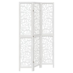 vidaXL Biombo separador de 3 paneles madera maciza Paulownia blanco
