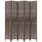 vidaXL Biombo separador de 5 paneles madera paulownia marrón oscuro vidaXL Biombo separador de 5 paneles madera paulownia marrón oscuro