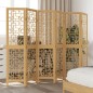vidaXL Biombo separador de 6 paneles madera maciza paulownia marrón vidaXL Biombo separador de 6 paneles madera maciza paulownia marrón