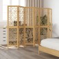 vidaXL Biombo separador de 6 paneles madera maciza paulownia marrón vidaXL Biombo separador de 6 paneles madera maciza paulownia marrón