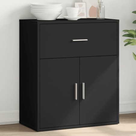vidaXL Aparador de madera de ingeniería negro 60x31x70 cm