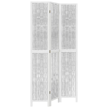 vidaXL Biombo separador de 3 paneles madera maciza Paulownia blanco