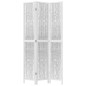vidaXL Biombo separador de 3 paneles madera maciza Paulownia blanco vidaXL Biombo separador de 3 paneles madera maciza Paulownia blanco