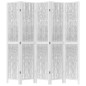 vidaXL Biombo separador de 5 paneles madera maciza Paulownia blanco vidaXL Biombo separador de 5 paneles madera maciza Paulownia blanco