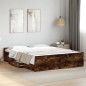 vidaXL Cama con cajones madera de ingeniería roble ahumado 160x200 cm vidaXL Cama con cajones madera de ingeniería roble ahumado 160x200 cm