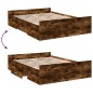 vidaXL Cama con cajones madera de ingeniería roble ahumado 120x190 cm vidaXL Cama con cajones madera de ingeniería roble ahumado 120x190 cm