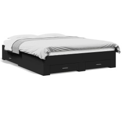 vidaXL Estructura cama con cajones madera ingeniería negra 150x200 cm