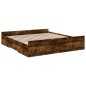 vidaXL Cama con cajones madera de ingeniería roble ahumado 200x200 cm