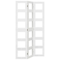 vidaXL Biombo separador de 3 paneles madera maciza Paulownia blanco