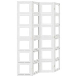 vidaXL Biombo separador de 4 paneles madera maciza Paulownia blanco