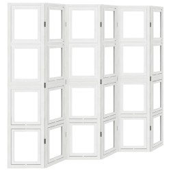 vidaXL Biombo separador de 6 paneles madera maciza Paulownia blanco